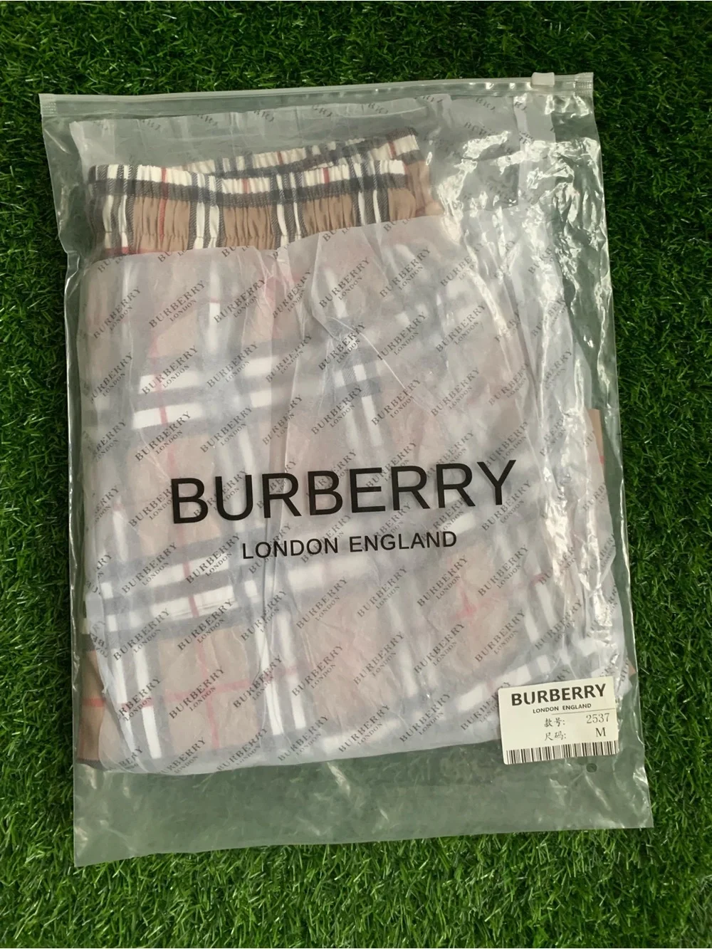 Burberry Beige Plaid Men’s Swim Trunks